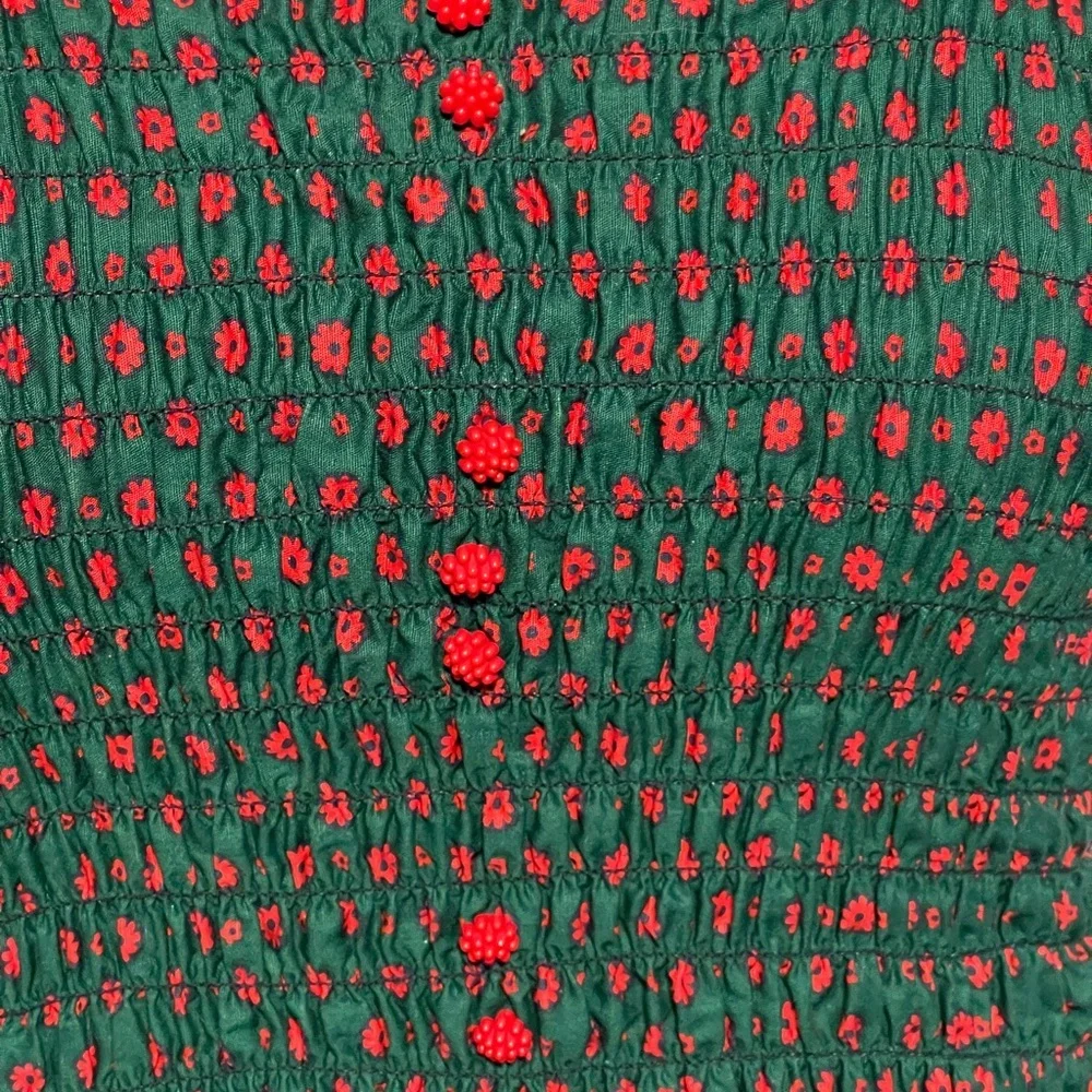 Handmade Green Smocked Top & Maxi Skirt Babydoll Boho Prairie Cottagecore Small - Picture 7 of 12